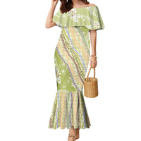 Green Palaka Hawaii Leis Family Matching Mermaid Dress and Hawaiian Shirt Hawaiian-plaid Elegant Tropical Vibes - Polynesian Pride