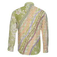 Green Palaka Hawaii Leis Family Matching Off The Shoulder Long Sleeve Dress and Hawaiian Shirt Hawaiian-plaid Elegant Tropical Vibes - Polynesian Pride