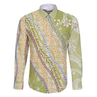 Green Palaka Hawaii Leis Family Matching Off Shoulder Maxi Dress and Hawaiian Shirt Hawaiian-plaid Elegant Tropical Vibes - Polynesian Pride