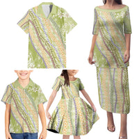 Green Palaka Hawaii Leis Family Matching Puletasi and Hawaiian Shirt Hawaiian-plaid Elegant Tropical Vibes - Polynesian Pride