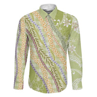 Green Palaka Hawaii Leis Family Matching Short Sleeve Bodycon Dress and Hawaiian Shirt Hawaiian-plaid Elegant Tropical Vibes - Polynesian Pride