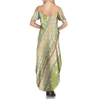 Green Palaka Hawaii Leis Family Matching Summer Maxi Dress and Hawaiian Shirt Hawaiian-plaid Elegant Tropical Vibes - Polynesian Pride
