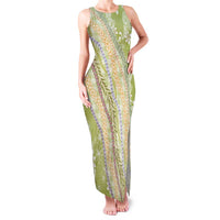Green Palaka Hawaii Leis Family Matching Tank Maxi Dress and Hawaiian Shirt Hawaiian-plaid Elegant Tropical Vibes - Polynesian Pride