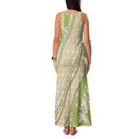 Green Palaka Hawaii Leis Family Matching Tank Maxi Dress and Hawaiian Shirt Hawaiian-plaid Elegant Tropical Vibes - Polynesian Pride