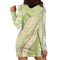 Green Palaka Hawaii Leis Hoodie Dress Hawaiian-plaid Elegant Tropical Vibes - Polynesian Pride
