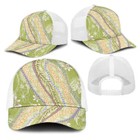 Green Palaka Hawaii Leis Mesh Trucker Cap Hawaiian-plaid Elegant Tropical Vibes LT14 - Polynesian Pride