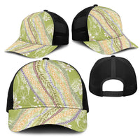 Green Palaka Hawaii Leis Mesh Trucker Cap Hawaiian-plaid Elegant Tropical Vibes LT14 - Polynesian Pride