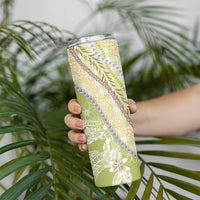 Green Palaka Hawaii Leis Skinny Tumbler Hawaiian-plaid Elegant Tropical Vibes - Polynesian Pride