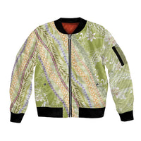 Green Palaka Hawaii Leis Sleeve Zip Bomber Jacket Hawaiian-plaid Elegant Tropical Vibes LT14 Unisex Green - Polynesian Pride