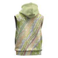Green Palaka Hawaii Leis Sleeveless Zip Hoodie Hawaiian-plaid Elegant Tropical Vibes - Polynesian Pride