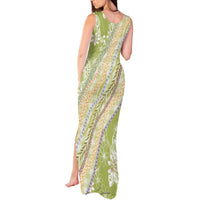 Green Palaka Hawaii Leis Tank Maxi Dress Hawaiian-plaid Elegant Tropical Vibes - Polynesian Pride