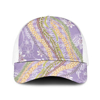 Purple Palaka Hawaii Leis Baseball Net Cap Hawaiian-plaid Elegant Tropical Vibes LT14 One Size White Purple - Polynesian Pride