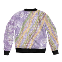 Purple Palaka Hawaii Leis Bomber Jacket Hawaiian-plaid Elegant Tropical Vibes - Polynesian Pride