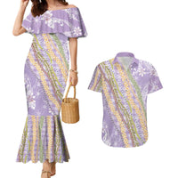 Purple Palaka Hawaii Leis Couples Matching Mermaid Dress and Hawaiian Shirt Hawaiian-plaid Elegant Tropical Vibes - Polynesian Pride