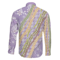 Purple Palaka Hawaii Leis Family Matching Long Sleeve Bodycon Dress and Hawaiian Shirt Hawaiian-plaid Elegant Tropical Vibes - Polynesian Pride