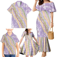 Purple Palaka Hawaii Leis Family Matching Mermaid Dress and Hawaiian Shirt Hawaiian-plaid Elegant Tropical Vibes - Polynesian Pride