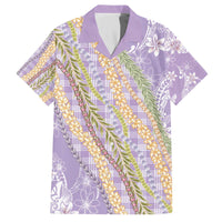 Purple Palaka Hawaii Leis Family Matching Off The Shoulder Long Sleeve Dress and Hawaiian Shirt Hawaiian-plaid Elegant Tropical Vibes - Polynesian Pride