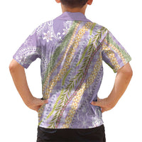 Purple Palaka Hawaii Leis Family Matching Off Shoulder Maxi Dress and Hawaiian Shirt Hawaiian-plaid Elegant Tropical Vibes - Polynesian Pride