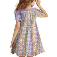 Purple Palaka Hawaii Leis Family Matching Short Sleeve Bodycon Dress and Hawaiian Shirt Hawaiian-plaid Elegant Tropical Vibes - Polynesian Pride