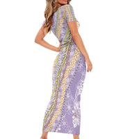 Purple Palaka Hawaii Leis Family Matching Short Sleeve Bodycon Dress and Hawaiian Shirt Hawaiian-plaid Elegant Tropical Vibes - Polynesian Pride