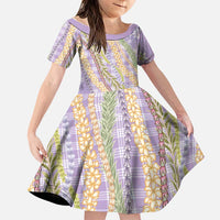 Purple Palaka Hawaii Leis Family Matching Summer Maxi Dress and Hawaiian Shirt Hawaiian-plaid Elegant Tropical Vibes - Polynesian Pride