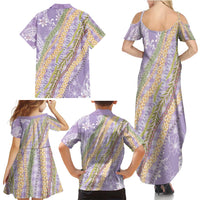 Purple Palaka Hawaii Leis Family Matching Summer Maxi Dress and Hawaiian Shirt Hawaiian-plaid Elegant Tropical Vibes - Polynesian Pride