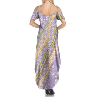 Purple Palaka Hawaii Leis Family Matching Summer Maxi Dress and Hawaiian Shirt Hawaiian-plaid Elegant Tropical Vibes - Polynesian Pride