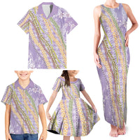 Purple Palaka Hawaii Leis Family Matching Tank Maxi Dress and Hawaiian Shirt Hawaiian-plaid Elegant Tropical Vibes - Polynesian Pride
