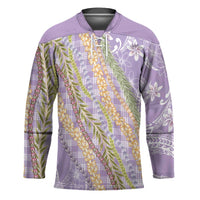 Purple Palaka Hawaii Leis Hockey Jersey Hawaiian-plaid Elegant Tropical Vibes LT14 Unisex Purple - Polynesian Pride