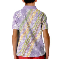 Purple Palaka Hawaii Leis Kid Polo Shirt Hawaiian-plaid Elegant Tropical Vibes - Polynesian Pride