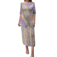 Purple Palaka Hawaii Leis Puletasi Hawaiian-plaid Elegant Tropical Vibes LT14 Long Dress Purple - Polynesian Pride