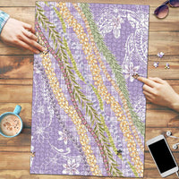 Purple Palaka Hawaii Leis Puzzle Hawaiian-plaid Elegant Tropical Vibes - Polynesian Pride