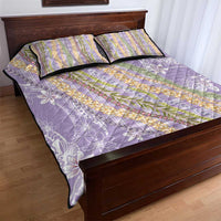 Purple Palaka Hawaii Leis Quilt Bed Set Hawaiian-plaid Elegant Tropical Vibes - Polynesian Pride
