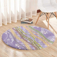 Purple Palaka Hawaii Leis Round Carpet Hawaiian-plaid Elegant Tropical Vibes - Polynesian Pride