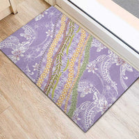 Purple Palaka Hawaii Leis Rubber Doormat Hawaiian-plaid Elegant Tropical Vibes - Polynesian Pride