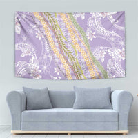 Purple Palaka Hawaii Leis Tapestry Hawaiian-plaid Elegant Tropical Vibes - Polynesian Pride
