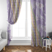 Purple Palaka Hawaii Leis Window Curtain Hawaiian-plaid Elegant Tropical Vibes - Polynesian Pride