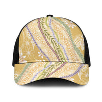 Yellow Palaka Hawaii Leis Baseball Net Cap Hawaiian-plaid Elegant Tropical Vibes - Polynesian Pride