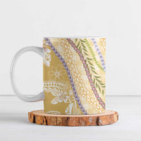 Yellow Palaka Hawaii Leis Ceramic Mug Hawaiian-plaid Elegant Tropical Vibes - Polynesian Pride