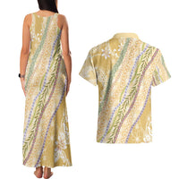 Yellow Palaka Hawaii Leis Couples Matching Tank Maxi Dress and Hawaiian Shirt Hawaiian-plaid Elegant Tropical Vibes - Polynesian Pride