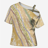 Yellow Palaka Hawaii Leis Cross Shoulder Shirt Hawaiian-plaid Elegant Tropical Vibes LT14 Female Yellow - Polynesian Pride
