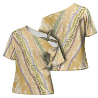 Yellow Palaka Hawaii Leis Cross Shoulder Shirt Hawaiian-plaid Elegant Tropical Vibes LT14 - Polynesian Pride
