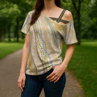Yellow Palaka Hawaii Leis Cross Shoulder Shirt Hawaiian-plaid Elegant Tropical Vibes LT14 - Polynesian Pride