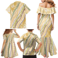 Yellow Palaka Hawaii Leis Family Matching Mermaid Dress and Hawaiian Shirt Hawaiian-plaid Elegant Tropical Vibes - Polynesian Pride
