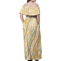 Yellow Palaka Hawaii Leis Family Matching Off Shoulder Maxi Dress and Hawaiian Shirt Hawaiian-plaid Elegant Tropical Vibes - Polynesian Pride