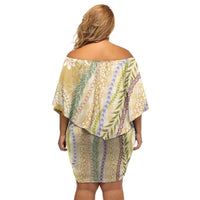 Yellow Palaka Hawaii Leis Family Matching Off Shoulder Short Dress and Hawaiian Shirt Hawaiian-plaid Elegant Tropical Vibes - Polynesian Pride