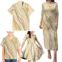 Yellow Palaka Hawaii Leis Family Matching Puletasi and Hawaiian Shirt Hawaiian-plaid Elegant Tropical Vibes - Polynesian Pride