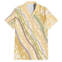 Yellow Palaka Hawaii Leis Family Matching Short Sleeve Bodycon Dress and Hawaiian Shirt Hawaiian-plaid Elegant Tropical Vibes - Polynesian Pride