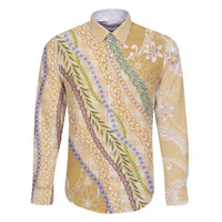 Yellow Palaka Hawaii Leis Family Matching Short Sleeve Bodycon Dress and Hawaiian Shirt Hawaiian-plaid Elegant Tropical Vibes - Polynesian Pride