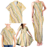 Yellow Palaka Hawaii Leis Family Matching Tank Maxi Dress and Hawaiian Shirt Hawaiian-plaid Elegant Tropical Vibes - Polynesian Pride